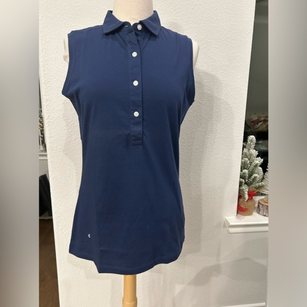 Criquet 100% organic cotton Navy Sleeveless Polo Top XL